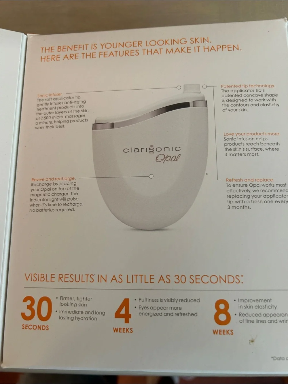 Clarisonic Opal White Sonic Eye Infusion Device with Charger